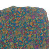 MARCOLAS Womens Printed Blouse Blue V-Neck 3/4 Sleeve 90s Floral M