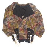 Womens Printed Shirt Brown Collared 3/4 Sleeve Viscose Crazy Pattern M