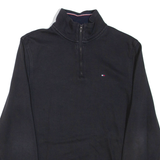TOMMY HILFIGER Mens Sweatshirt Black 1/4 Zip M