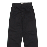 DICKIES Workwear Crop Roll Hem Womens Twill Trousers Black Slim Straight W24 L27