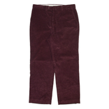 HAGGAR Mens Corduroy Trousers Maroon Regular Straight W34 L27