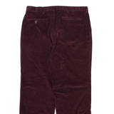 HAGGAR Mens Corduroy Trousers Maroon Regular Straight W34 L27