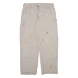 CARHARTT Carpenter Mens Trousers Beige Relaxed Straight W34 L32