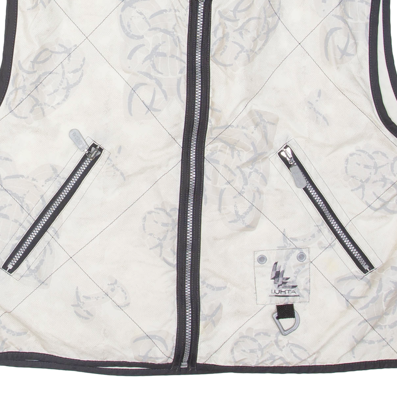 LUHTA Fleece Lined Womens Waistcoat Cream Crazy Pattern XL