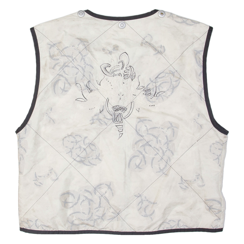 LUHTA Fleece Lined Womens Waistcoat Cream Crazy Pattern XL