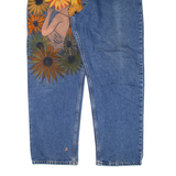 RALPH LAUREN POLO JEANS COMPANY Customised Painted Mens Jeans Blue Straight W40 L30