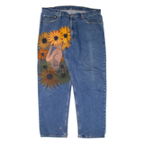 RALPH LAUREN POLO JEANS COMPANY Customised Painted Mens Jeans Blue Straight W40 L30