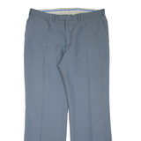 Pleated Mens Trousers Blue Relaxed Bootcut Wool W37 L31