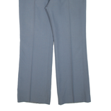 Pleated Mens Trousers Blue Relaxed Bootcut Wool W37 L31