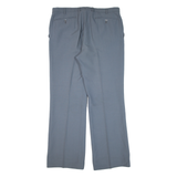Pleated Mens Trousers Blue Relaxed Bootcut Wool W37 L31
