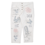 PINK CHERRY 3/4 Length Womens Trousers Cream Regular Tapered W32 L22