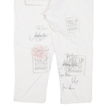 PINK CHERRY 3/4 Length Womens Trousers Cream Regular Tapered W32 L22