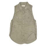 HOLLISTER Womens Shirt Green Collared Sleeveless S