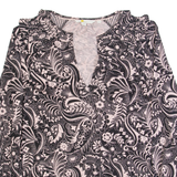BODEN Womens Printed Top Black V-Neck Long Sleeve Paisley UK 10