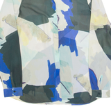 REISS Celina Sheer Womens Printed Shirt Beige Collared Crazy Pattern UK 4