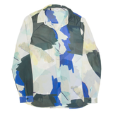 REISS Celina Sheer Womens Printed Shirt Beige Collared Crazy Pattern UK 4