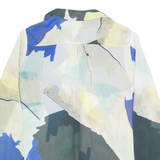 REISS Celina Sheer Womens Printed Shirt Beige Collared Crazy Pattern UK 4