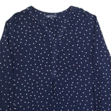 CREW CLOTHING Womens Printed Shirt Blue V-Neck Long Sleeve Polka Dot UK 12
