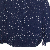 CREW CLOTHING Womens Printed Shirt Blue V-Neck Long Sleeve Polka Dot UK 12