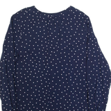 CREW CLOTHING Womens Printed Shirt Blue V-Neck Long Sleeve Polka Dot UK 12