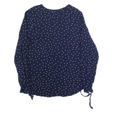 CREW CLOTHING Womens Printed Shirt Blue V-Neck Long Sleeve Polka Dot UK 12