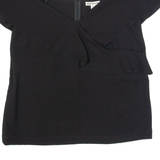 WHISTLES Womens Top Black V-Neck UK 12