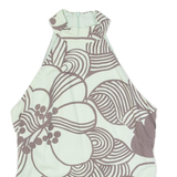 FRENCH CONNECTION Womens Halter Neck Vest Green High Neck Floral UK 6