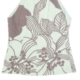 FRENCH CONNECTION Womens Halter Neck Vest Green High Neck Floral UK 6