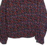 WHISTLES Womens Printed Blouse Black Long Sleeve Floral UK 4