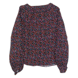 WHISTLES Womens Printed Blouse Black Long Sleeve Floral UK 4