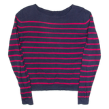 JAEGER Mens Patterned Jumper Blue Striped Tight Knit XS