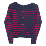 JAEGER Mens Patterned Jumper Blue Striped Tight Knit XS