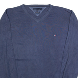 TOMMY HILFIGER Mens Jumper Blue Tight Knit L