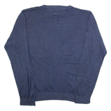 TOMMY HILFIGER Mens Jumper Blue Tight Knit L