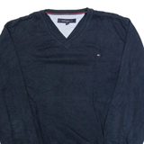TOMMY HILFIGER Mens Jumper Blue Tight Knit S