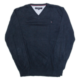 TOMMY HILFIGER Mens Jumper Blue Tight Knit S