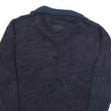TOMMY HILFIGER Mens Jumper Blue V-Neck Cable Knit Linen L