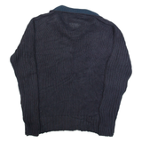 TOMMY HILFIGER Mens Jumper Blue V-Neck Cable Knit Linen L