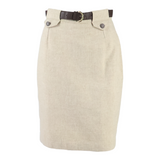 SIGNE INCOGNITO Womens Straight Skirt Beige Knee Length Wool M