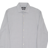 DKNY Slim Fit Mens Shirt White Spotted Long Sleeve M