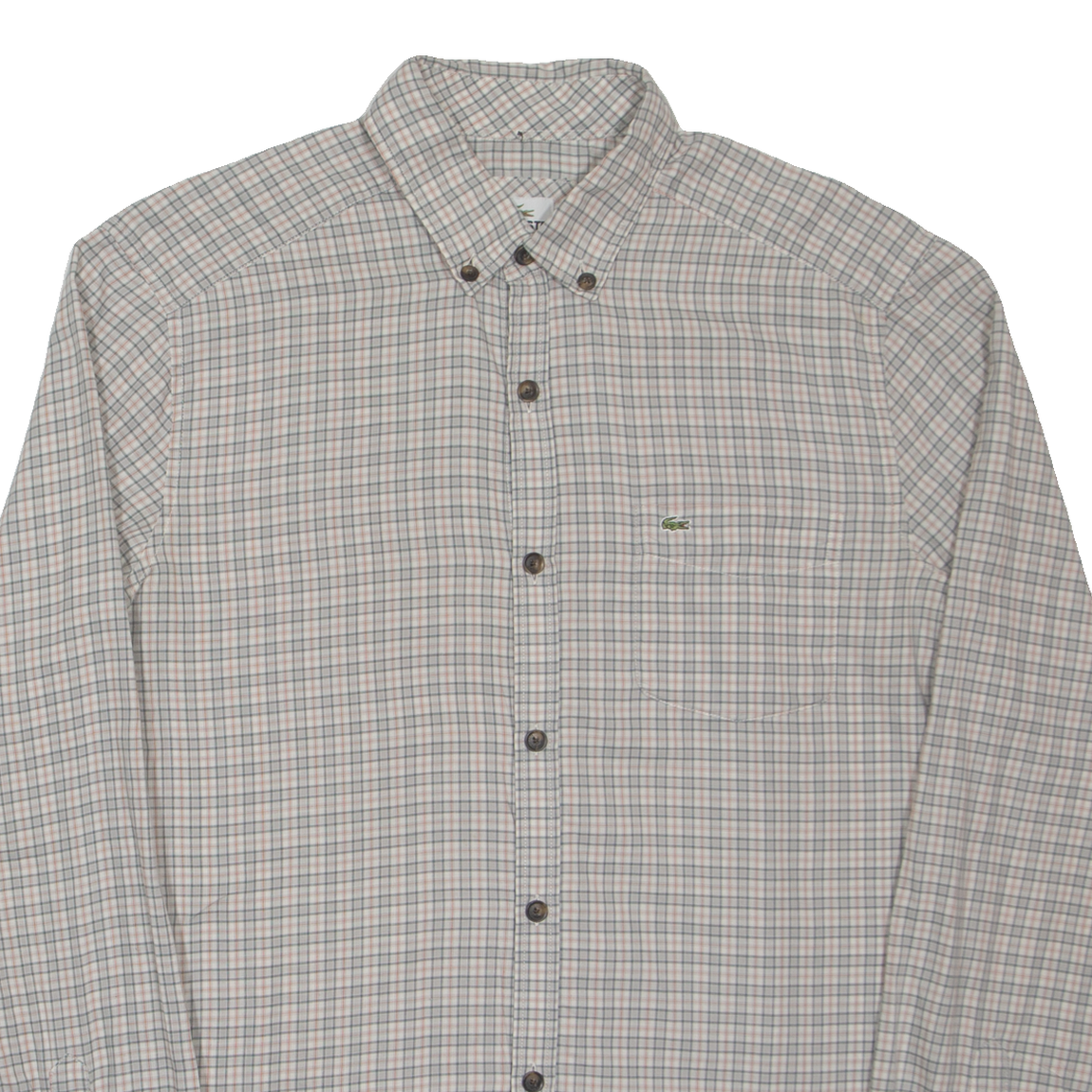 LACOSTE Slim Fit Mens Shirt Grey Check Long Sleeve S