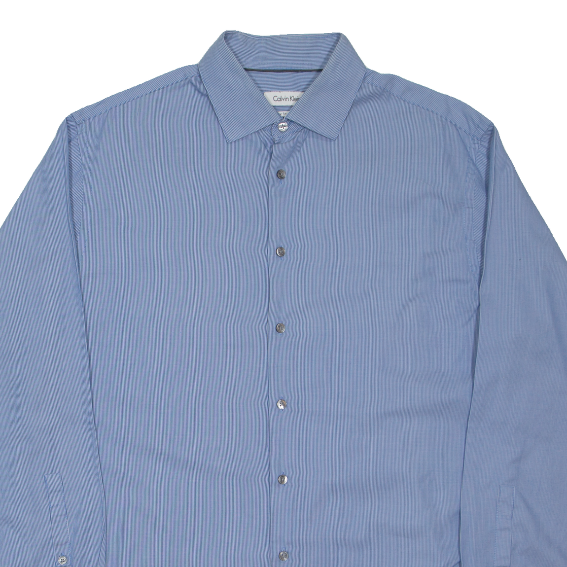 CALVIN KLEIN Regular Fit Mens Shirt Blue Pinstripe Long Sleeve L