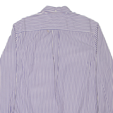 TOMMY HILFIGER 80's 2 ply Mens Shirt Blue Pinstripe Long Sleeve L
