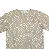 VALENTINE FASHION Womens Printed Shirt Grey 90s Silk Polka Dot M