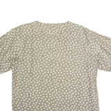 VALENTINE FASHION Womens Printed Shirt Grey 90s Silk Polka Dot M