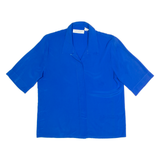 LE CHINE CLASSIC Womens Blouse Shirt Blue Collared S