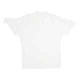 Womens Blouse Shirt White Collared Linen L