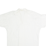 Womens Blouse Shirt White Collared Linen L