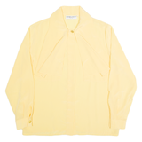 SOLANGE MONDOR Womens Blouse Shirt Yellow High Neck Long Sleeve 90s L