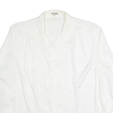 SPENGLER Womens Printed Shirt White Collared Long Sleeve 90s Floral L